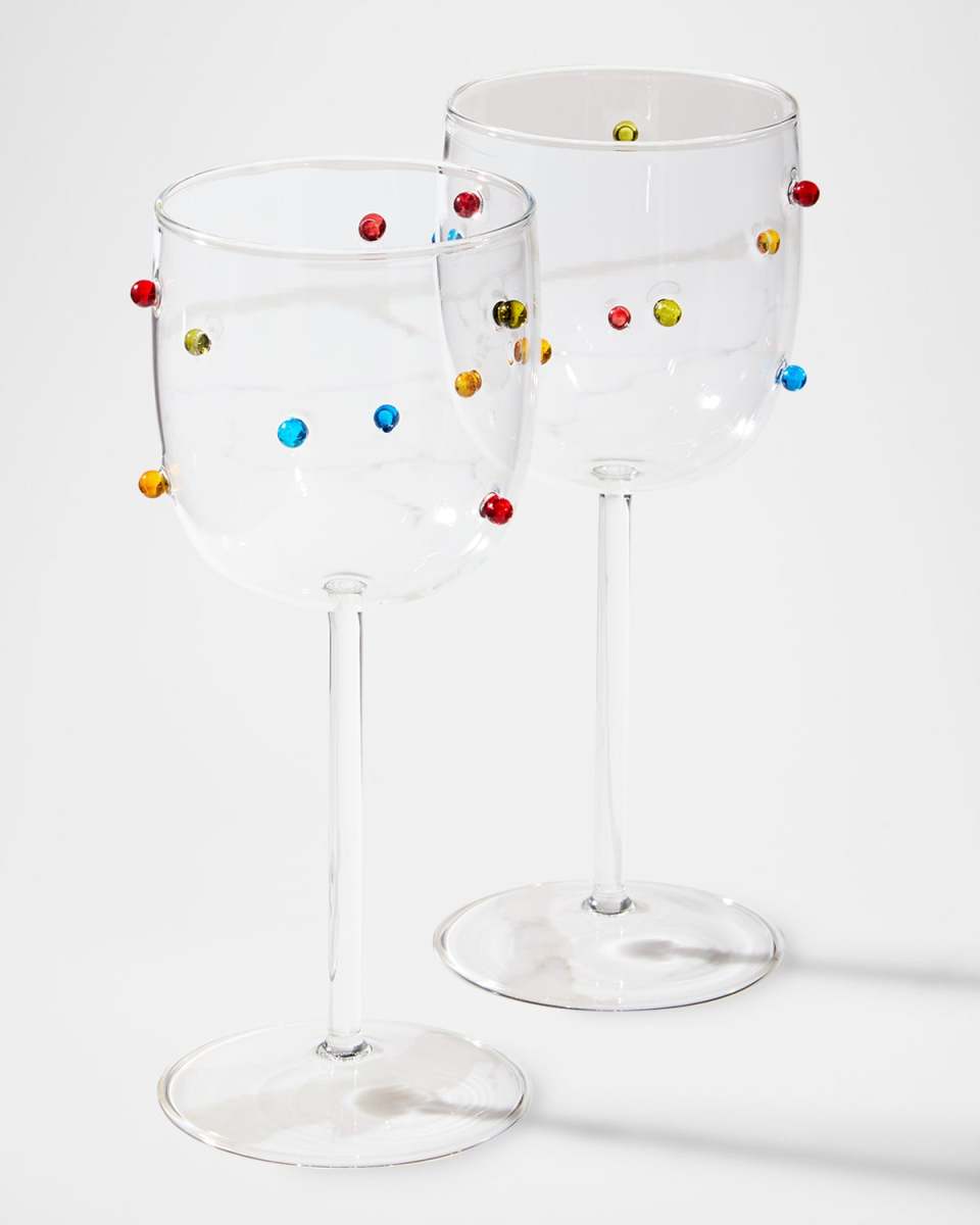 Colorful Beaded Wine Glasses, 16.8 oz. - Set of 2